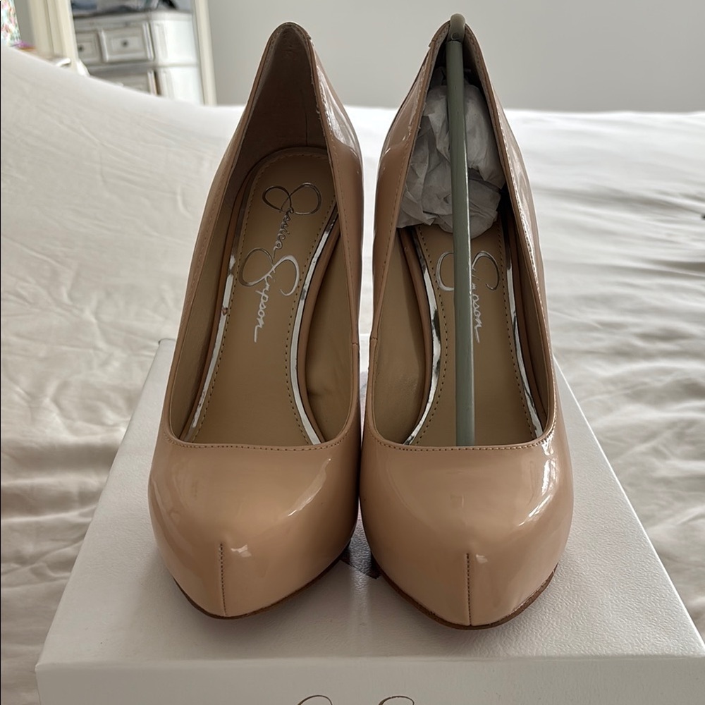 Jessica Simpson Tan Heels with Classic Pump Style and Stiletto Heel